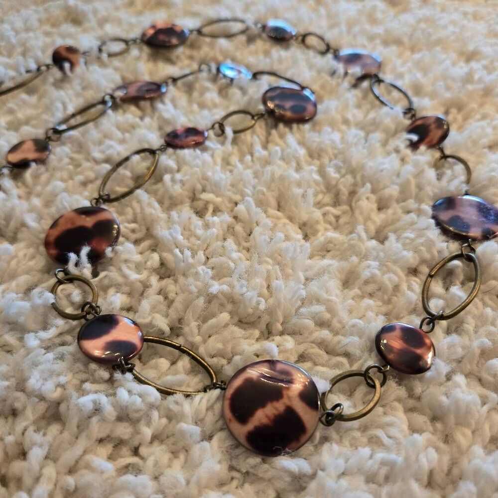 Leopard Print & Chain Link Necklace